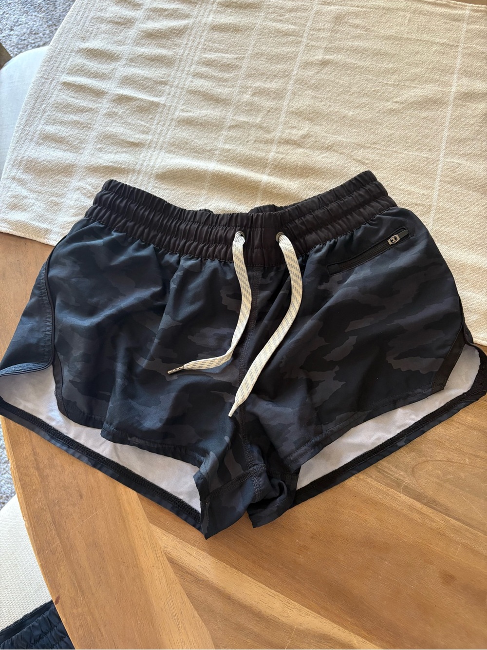 Vuori Black Camo Athletic Drawstring Shorts